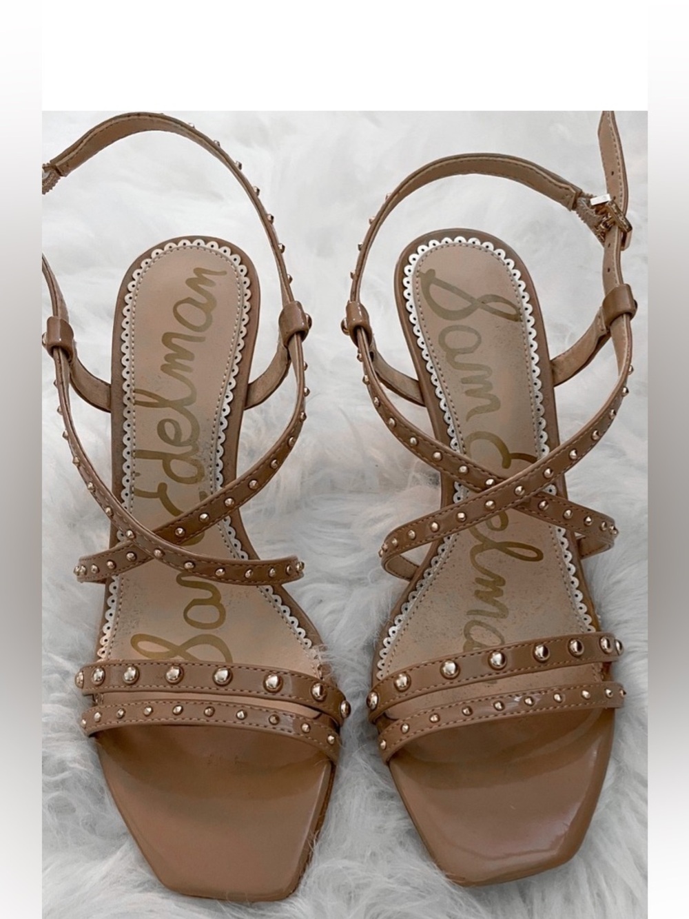 Sam Edelman Nude Tan Studded Strappy Sandals